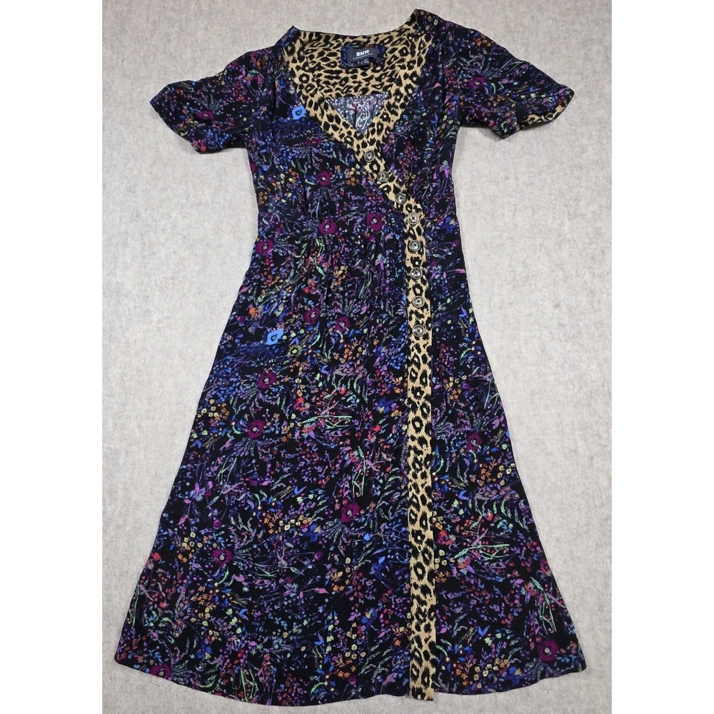 Anthropologie Maeve Womens Morgan Wrap Dress Midi V Neck‎ Floral Leopard size 0